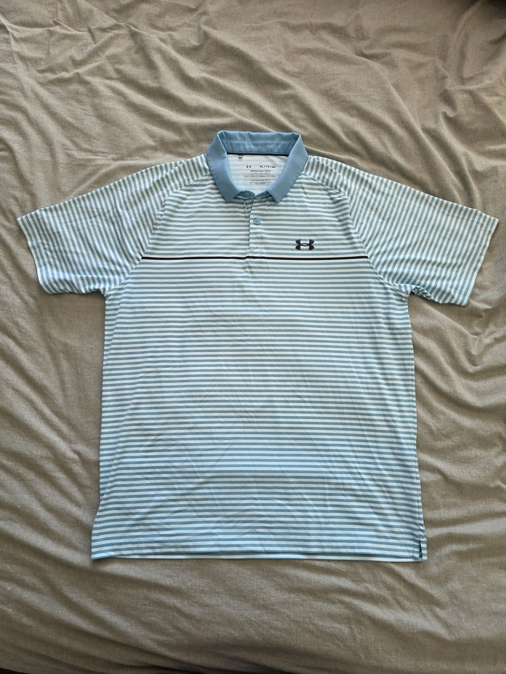 Under Armour Polo Shirt Men's Extra Large XL Blue Striped Iso-Chill Performance